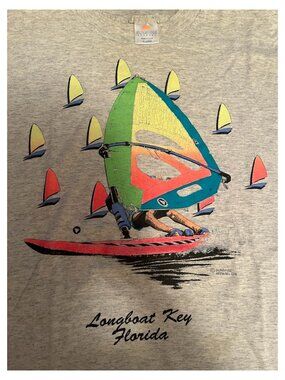 Vintage Vibrant Longboat Key Florida Sailboats Souvenir T Shirt - Size Adult XL